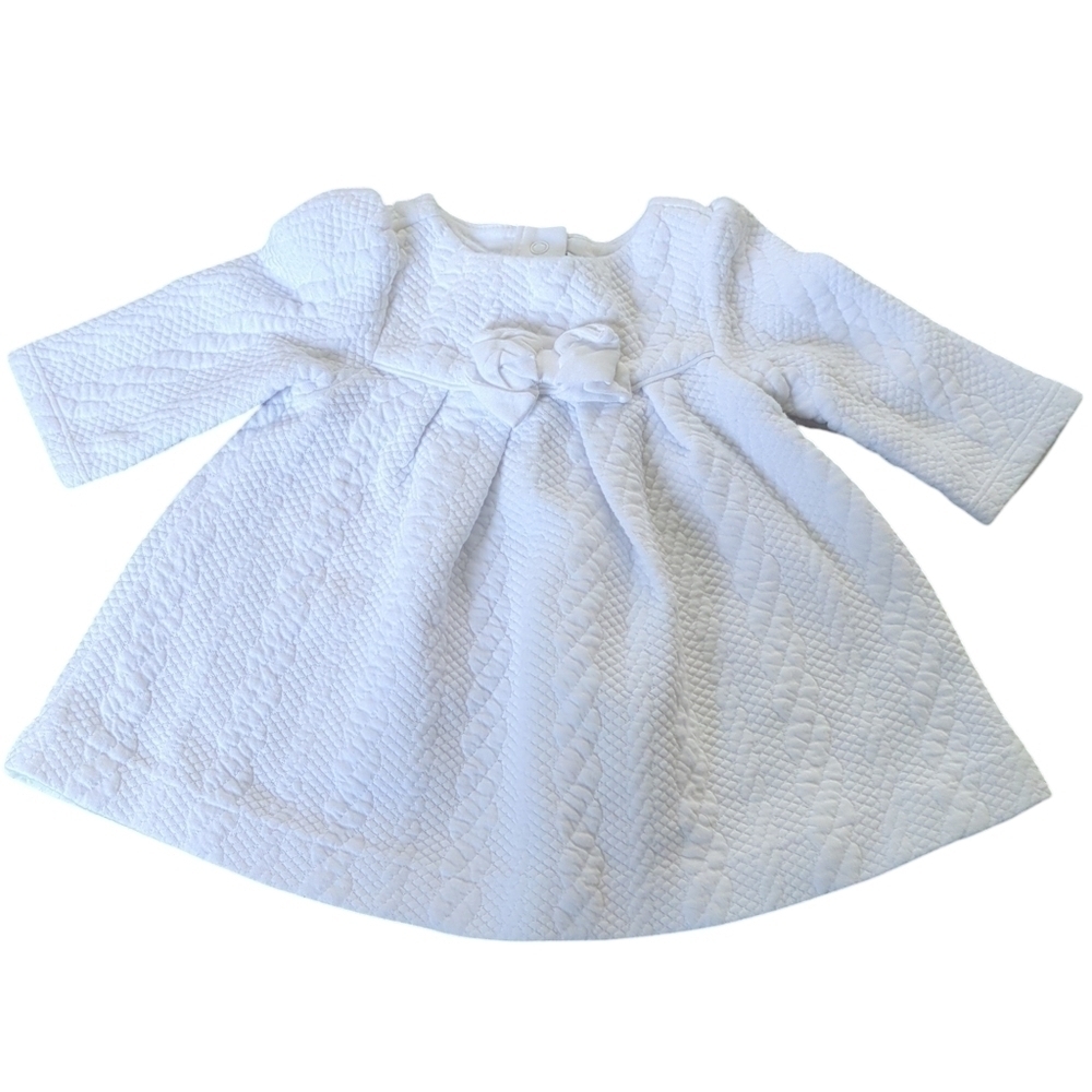 Janie and Jack Baby‎ Quilted Bow Dress White Size 0-3 Months
